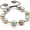 Armenta Tahitian Pearl Beaded Slider Bracelet In Grey