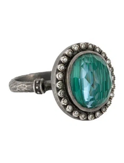 Pre-owned Armenta Topaz & Malachite Doublet Cocktail Ring In Multicolor