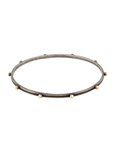 Pre-owned Armenta Two-tone Blackened Bangle Bracelet, 8" In Multi