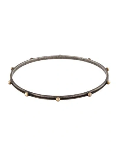 Pre-owned Armenta Two-tone Blackened Bangle Bracelet, 8" In Multi