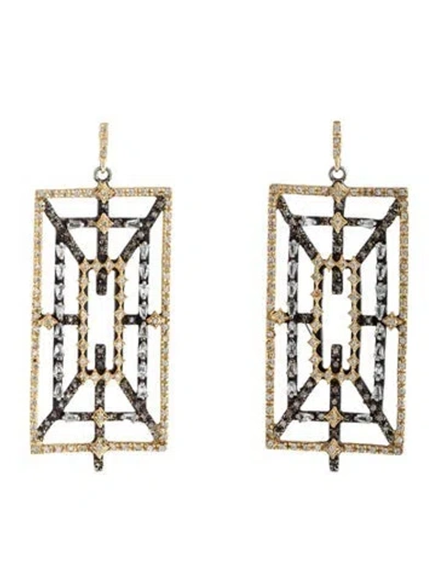 Pre-owned Armenta Two-tone Diamond & Sapphire Old World Drop Earrings In Multicolor