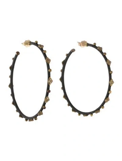 Pre-owned Armenta Two-tone Diamond Crivelli Granulation Hoop Earrings In Multi