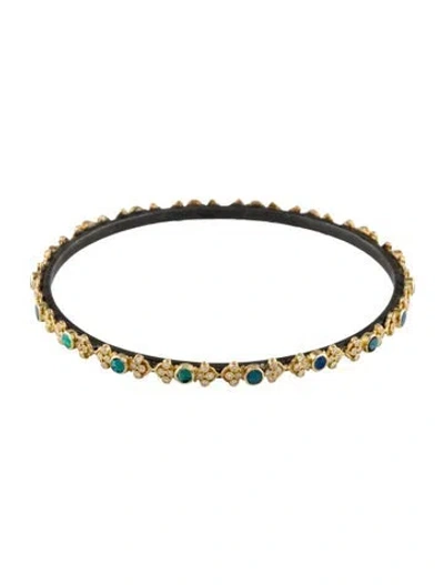 Pre-owned Armenta Vintage Opal Doublet & Diamond Bangle Bracelet, 8.25" In Multi