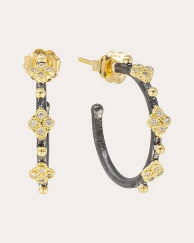 Armenta Women's Blackened Sterling Silver 18k Gold Diamond Hoop Earrings