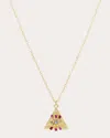 Armenta Women's Evil Eye 18k Gold Multi-stone Triangle Pendant Necklace In Brown