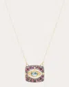Armenta Women's Evil Eye Sterling Silver 18k Gold Multi-stone Pendant Necklace In Burgundy