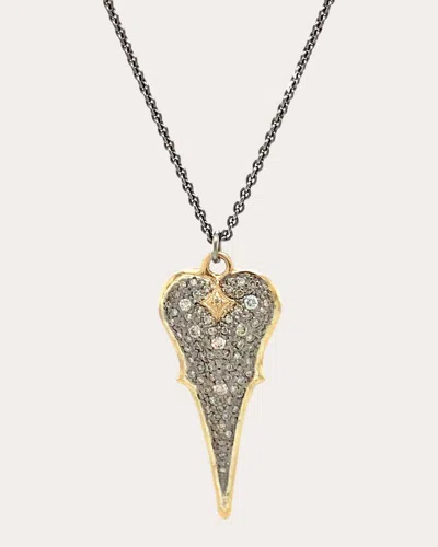 Armenta Women's Heart Shield Blackened Sterling Silver 18k Gold Diamond Pendant Necklace