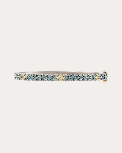 Armenta Women's Kick Sterling Silver 18k Gold Topaz Grandidierite And Diamond Bracelet In Blue