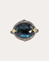 ARMENTA WOMEN'S LONDON BLUE TOPAZ OVAL EAST-WEST RING 18K GOLD