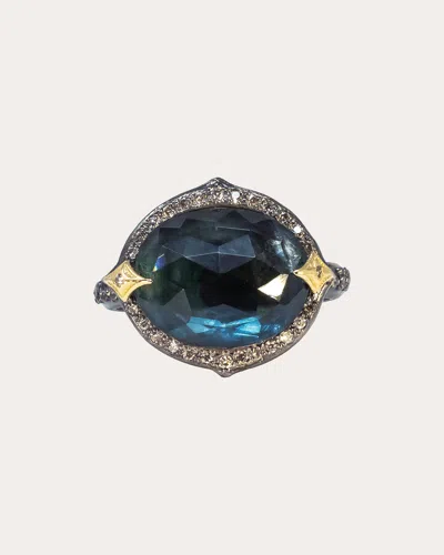 Armenta Women's London Blue Topaz Oval East-west Ring 18k Gold