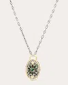 Armenta Women's Shield Sterling Silver 18k Gold Tourmaline And Diamond Pendant Necklace In Green