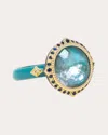 Armenta Women's Sterling Silver 14k Gold Enamel Opal And Diamond Ring