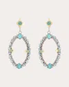 Armenta Women's Sterling Silver 18k Gold Topaz Aquamarine And Grandidierite Earrings In Metallic