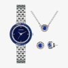 Armitron Now Womens Crystal Accent Silver Tone 4-pc. Watch Boxed Set 75/5796blsvst In Metallic