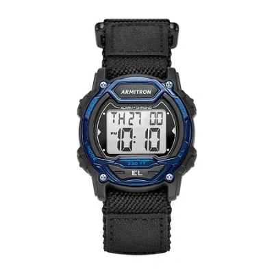 Armitron Pro Sport Mens Chronograph Black Strap Watch 45/7004blu In Blue