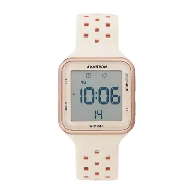 Armitron Pro Sport Womens Chronograph Multi-function Digital Rose Goldtone Strap Watch 40/8417pbh In Black