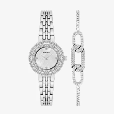 Armitron Womens Silver Tone 2-pc. Watch Boxed Set 75 5877mpsvst In Metallic