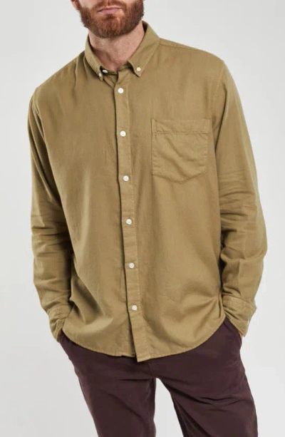 Armor-lux Cotton Button Down Shirt In Oliva