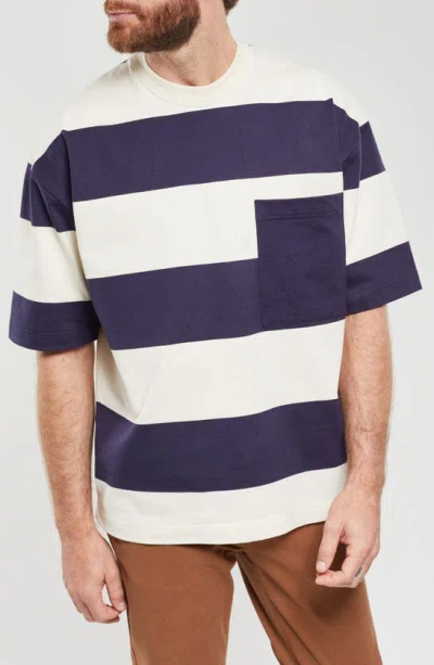 Armor-lux Heritage Stripe Chest Pocket T-shirt In Nature/marine Deep