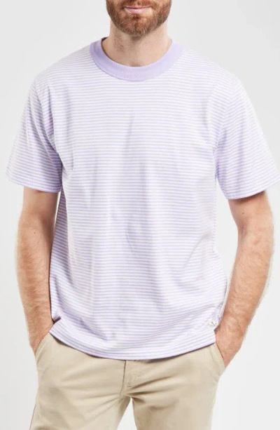 Armor-lux Heritage Stripe T-shirt In Pastel Lilac/ Milk