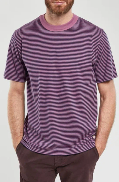 Armor-lux Heritage Stripe T-shirt In Purple/marine Deep