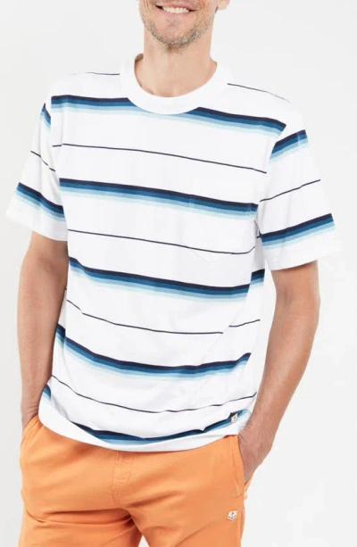 Armor-lux Jacquard Stripe T-shirt In Blanc Dgrad Marine Deep