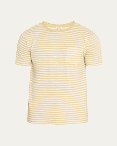Armor-lux Men's Heritage Striped Cotton-linen T-shirt In Pale Olivenature Nes