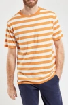 Armor-lux Stripe Heritage Linen Blend T-shirt In Rusty/ Nature