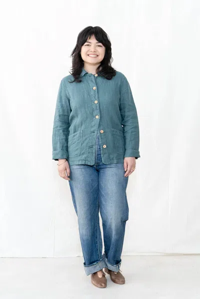 Armor-lux Fisherman's Linen Jacket In Silver Pine In Green