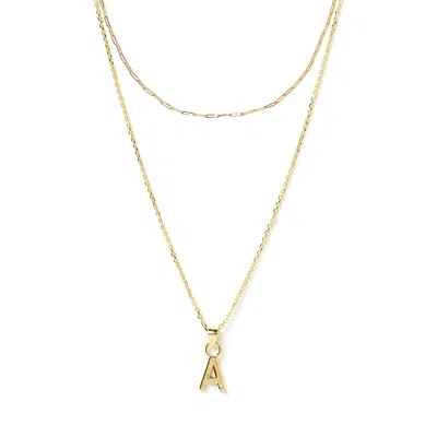 Arms Of Eve Women's Alphabet Necklace Stack In Yellow