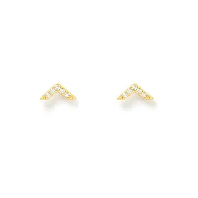 Arms Of Eve Women's Arrow Gold & Zircon Stud Earrings