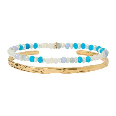 Arms Of Eve Women's Blue Petal Bracelet Stack - Ocean