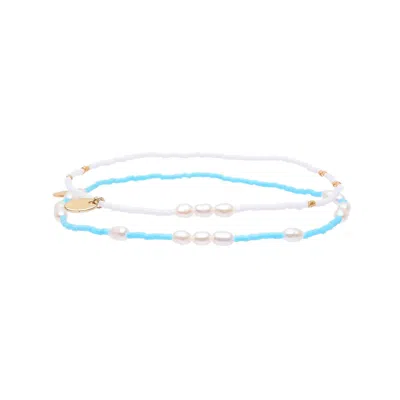 Arms Of Eve Women's Blue Poppy Anklet Stack - Turquoise