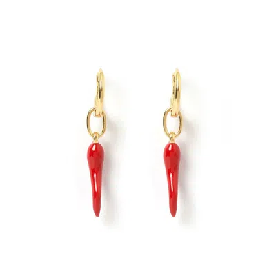 Arms Of Eve Women's Cornicello Red Charm Earrings