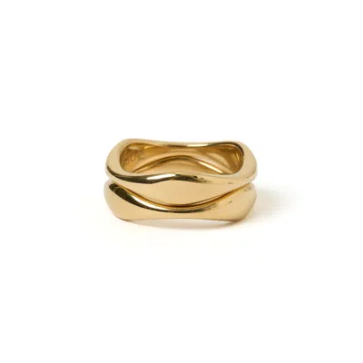 Arms Of Eve Women's Double Dune Gold Ring Stack