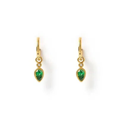 Arms Of Eve Women's Gold / Green Daisy Gold Earrings - Emerald In Multi