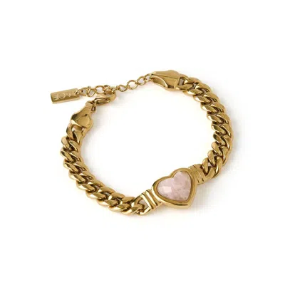 Arms Of Eve Women's Gold / Pink / Purple Valentine Bracelet - Rose Quartz In Multi