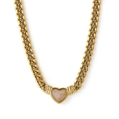 Arms Of Eve Women's Gold / Pink / Purple Valentine Necklace - Rose Quartz