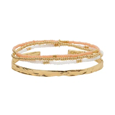 Arms Of Eve Women's Gold / Rose Gold / Yellow Sunshine Bracelet Stack - Coral
