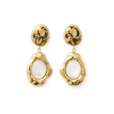 Arms Of Eve Women's Gold / White Florentine Mother Of Pearl Earrings In Multi