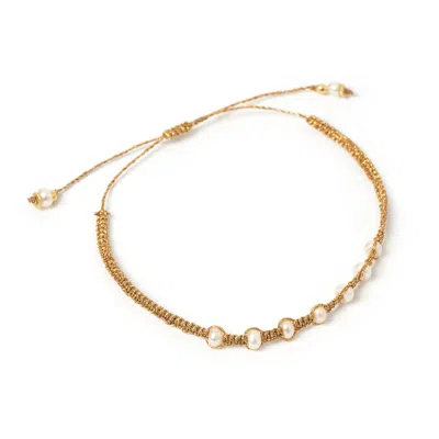 Arms Of Eve Women's Gold / White Safi Pearl & Gold Bracelet In Multi