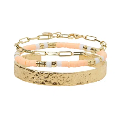 Arms Of Eve Women's Gold / Yellow Savana Bracelet Stack - Coral
