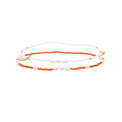 Arms Of Eve Women's Poppy Anklet Stack - Orange