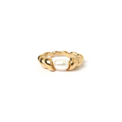 Arms Of Eve Women's Riviera Gold & Pearl Ring In Yellow