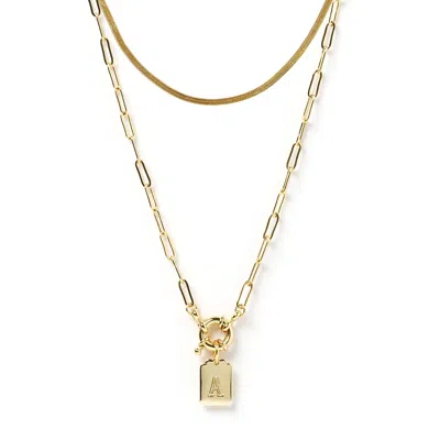 Arms Of Eve Women's Tag Necklace Stack In Yellow