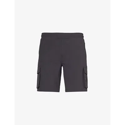 Arne Mens Grey Drawstring-waist Stretch-woven Cargo Shorts