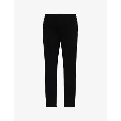 Arne Mens Black Elasticated-waist Tapered-leg Stretch-cotton Trousers