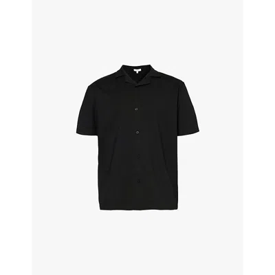 Arne Mens Black Short-sleeved Relaxed-fit Stretch-woven Shirt