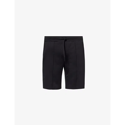 Arne Mens Black Textured Elasticated-waistband Woven-blend Shorts