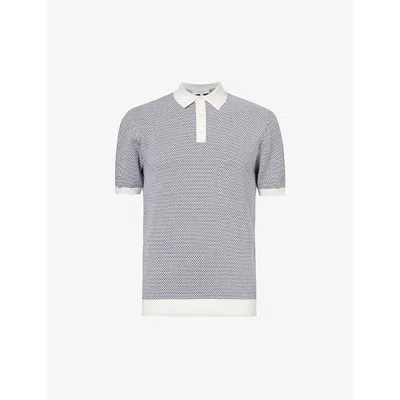 Arne Mens Blue Cotton Knitted Polo Shirt